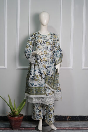 MINAH2 – 3PC Premium Lawn Maxi Stitched Suit for Women