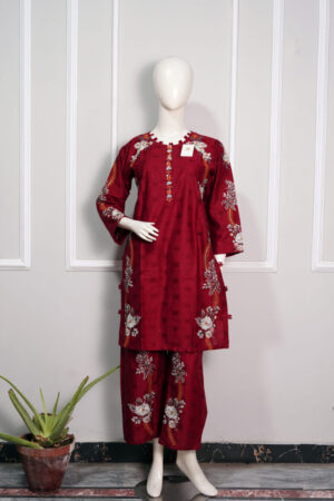 RUBY-MAHROON -2PC EMBROIDED LUXURY COTTON