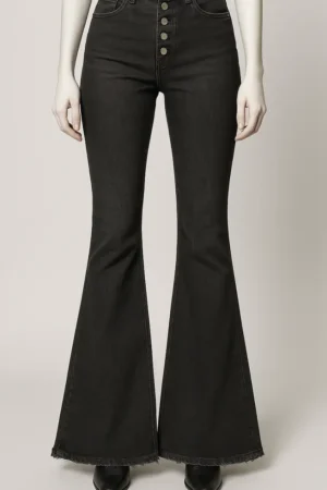 Black Bell Bottom Jeans for Women
