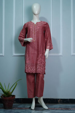 Leesa T-Pink – 2PC Stitched Cotton Suit for women