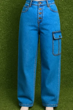 cargo jeans ice blue for women